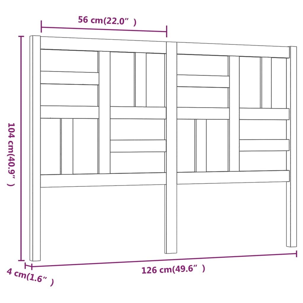 Lovos galvūgalis, 126x4x104cm, pušies medienos masyvas kaina ir informacija | Lovos | pigu.lt