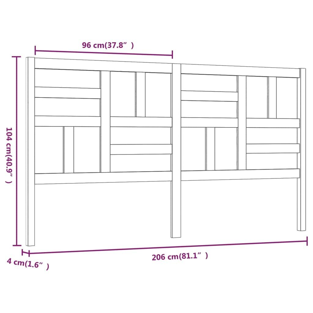 Lovos galvūgalis, baltas, 206x4x104cm, pušies medienos masyvas kaina ir informacija | Lovos | pigu.lt