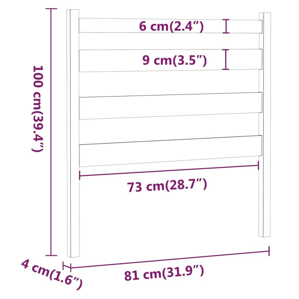 Lovos galvūgalis, pilkas, 81x4x100cm, pušies medienos masyvas kaina ir informacija | Lovos | pigu.lt