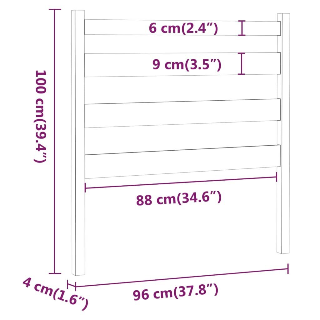 Lovos galvūgalis, baltas, 96x4x100cm, pušies medienos masyvas kaina ir informacija | Lovos | pigu.lt