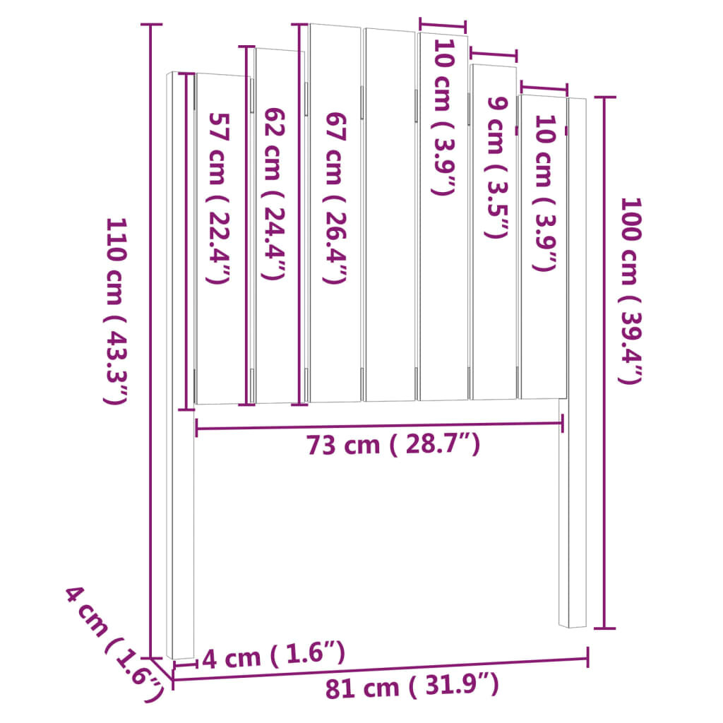 Lovos galvūgalis, 81x4x110cm, pušies medienos masyvas kaina ir informacija | Lovos | pigu.lt