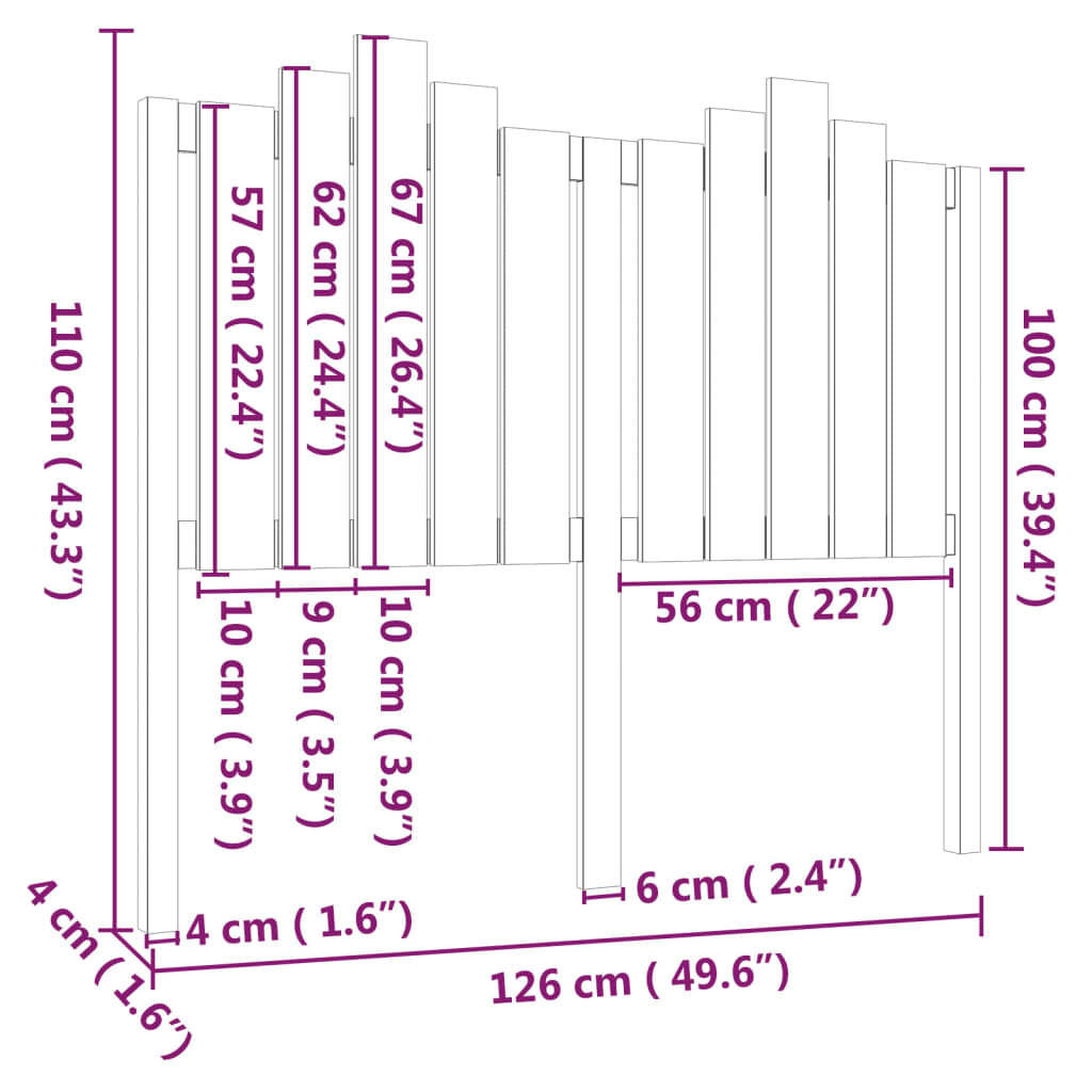 Lovos galvūgalis, 126x4x110cm, pušies medienos masyvas kaina ir informacija | Lovos | pigu.lt