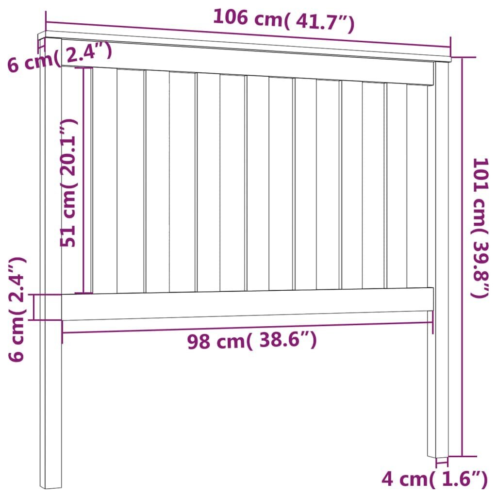 Lovos galvūgalis, baltas, 106x6x101cm, pušies medienos masyvas kaina ir informacija | Lovos | pigu.lt