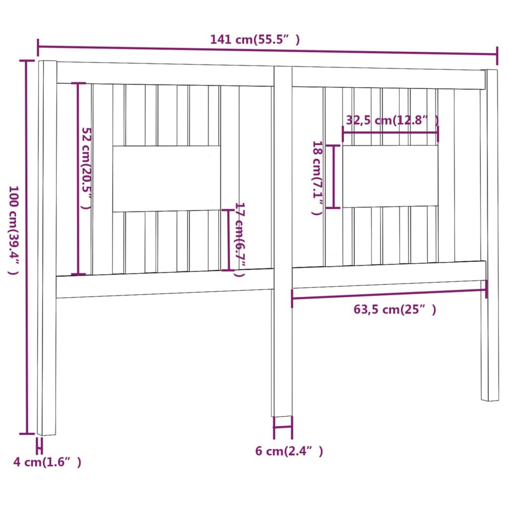 Galvūgalis, pilkas, 141x4x100cm, pušies medienos masyvas kaina ir informacija | Lovos | pigu.lt