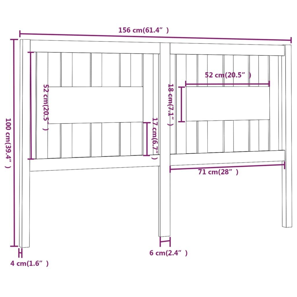 Galvūgalis, medaus rudas, 156x4x100cm, pušies medienos masyvas kaina ir informacija | Lovos | pigu.lt