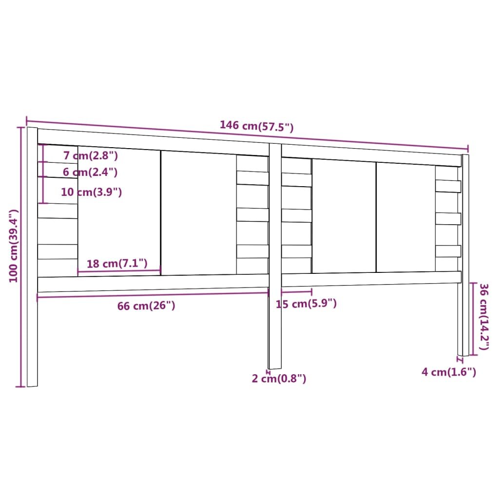 Galvūgalis, pilkas, 146x4x100cm, pušies medienos masyvas kaina ir informacija | Lovos | pigu.lt