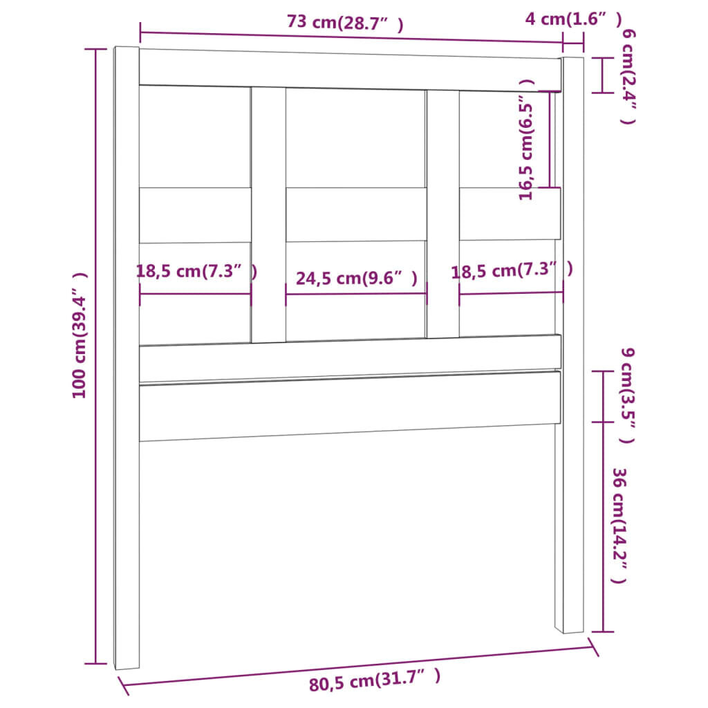 Lovos galvūgalis, medaus rudas, 80,5x4x100cm, pušies masyvas kaina ir informacija | Lovos | pigu.lt