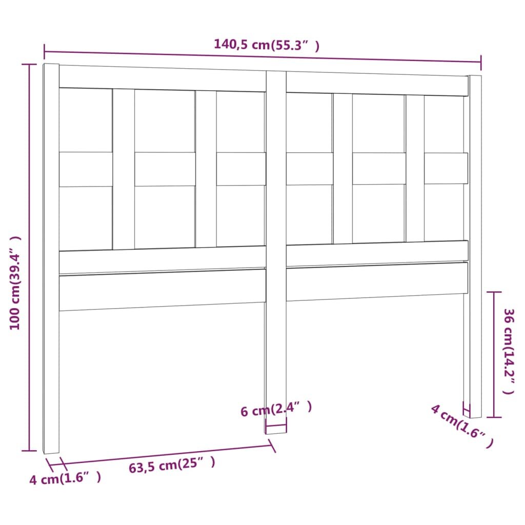 Lovos galvūgalis, 140,5x4x100cm, pušies medienos masyvas kaina ir informacija | Lovos | pigu.lt