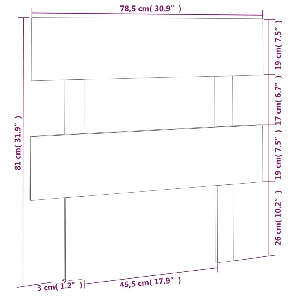 Lovos galvūgalis, pilkas, 78,5x3x81cm, pušies masyvas kaina ir informacija | Lovos | pigu.lt