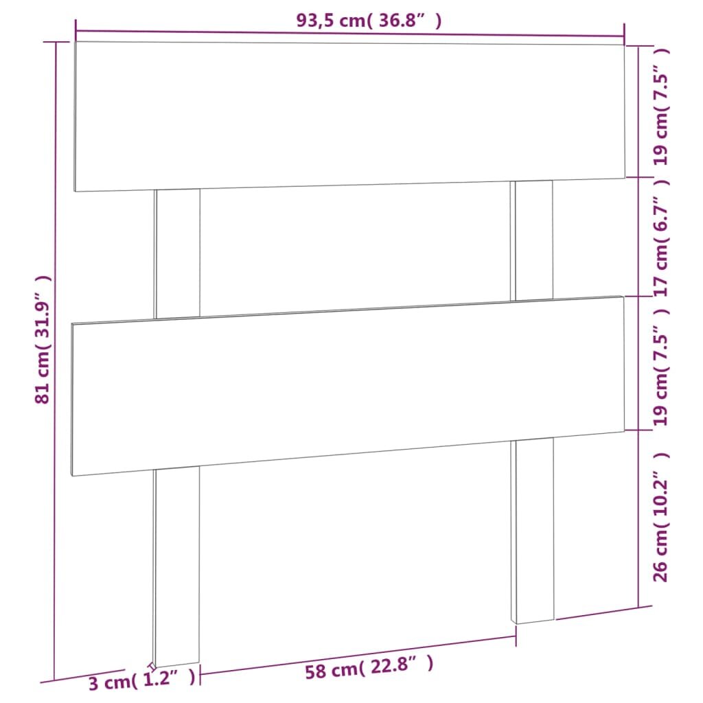 Lovos galvūgalis, 93,5x3x81cm, pušies medienos masyvas kaina ir informacija | Lovos | pigu.lt