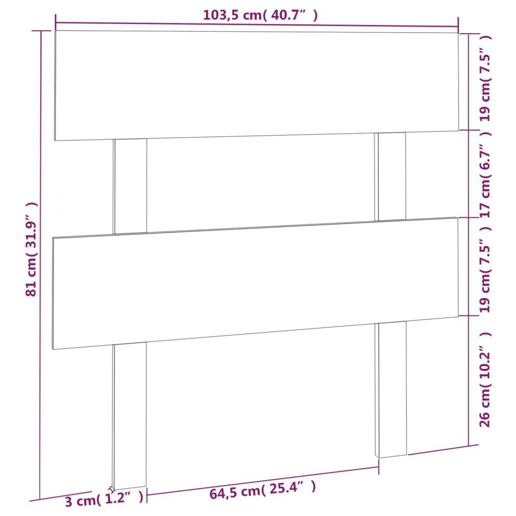 Lovos galvūgalis, baltas, 103,5x3x81cm, pušies masyvas kaina ir informacija | Lovos | pigu.lt