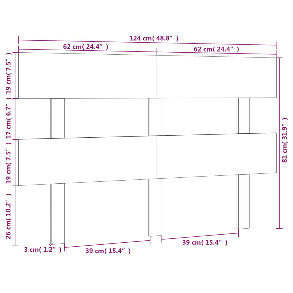 Lovos galvūgalis, 124x3x81cm, pušies medienos masyvas kaina ir informacija | Lovos | pigu.lt