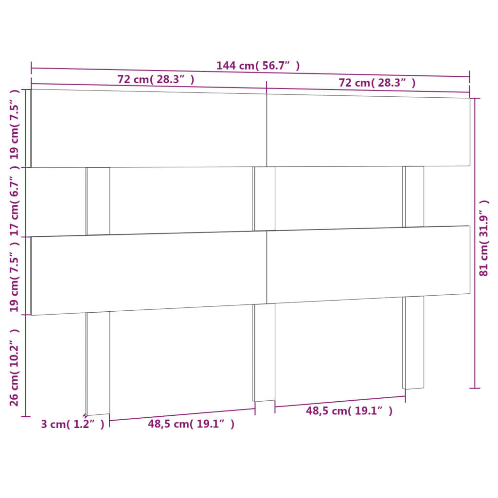 Lovos galvūgalis, pilkas, 144x3x81cm, pušies medienos masyvas kaina ir informacija | Lovos | pigu.lt