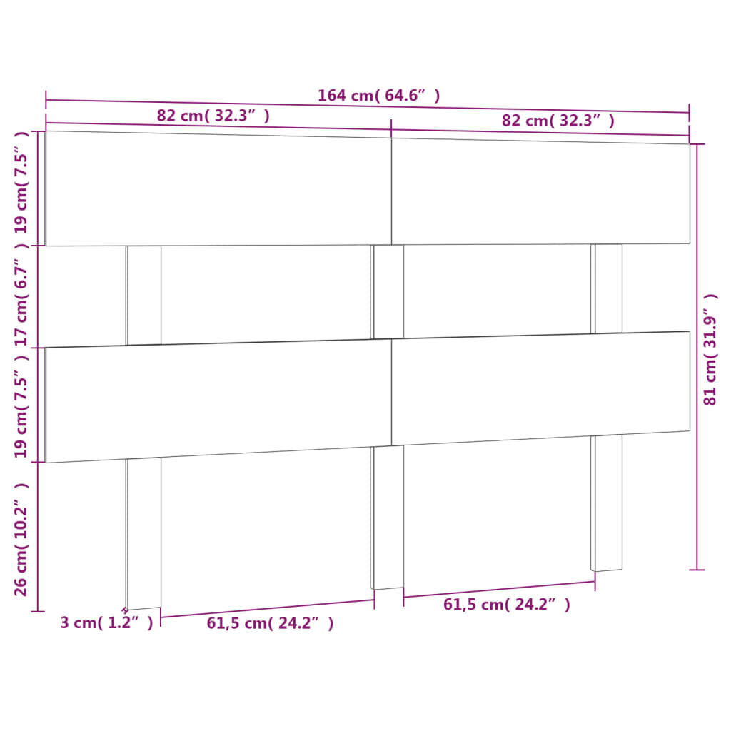 Lovos galvūgalis, pilkas, 164x3x81cm, pušies medienos masyvas kaina ir informacija | Lovos | pigu.lt