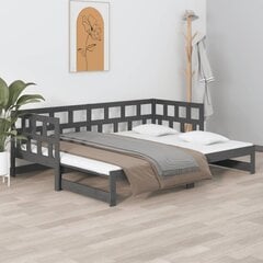 Ištraukiama lova, pilka, 2x(90x200)cm, pušies medienos masyvas kaina ir informacija | Lovos | pigu.lt