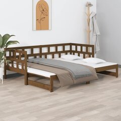 Ištraukiama lova, medaus ruda, 2x(90x190)cm, pušies masyvas kaina ir informacija | Lovos | pigu.lt