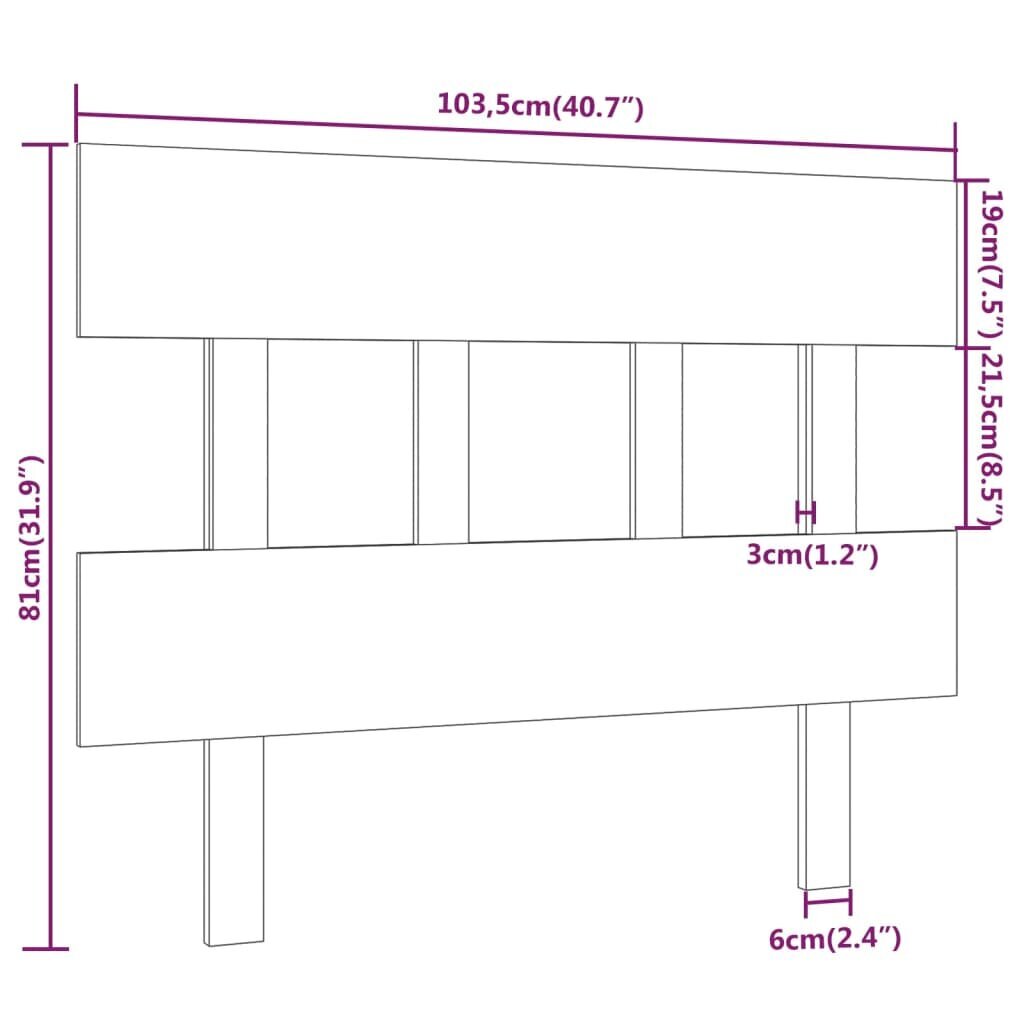 Lovos galvūgalis, baltas, 103,5x3x81cm, pušies medienos masyvas kaina ir informacija | Lovos | pigu.lt