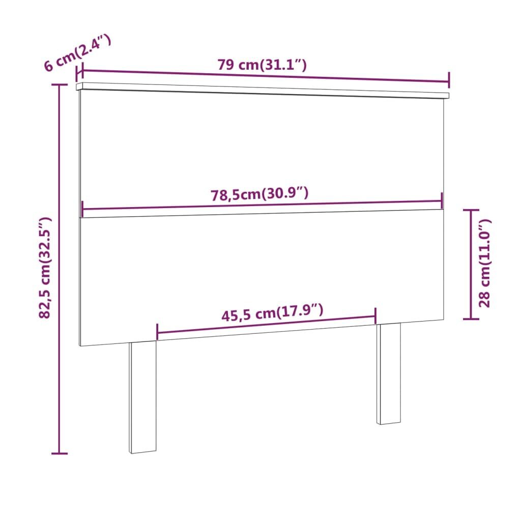 Lovos galvūgalis, baltas, 79x6x82,5cm, pušies medienos masyvas kaina ir informacija | Lovos | pigu.lt