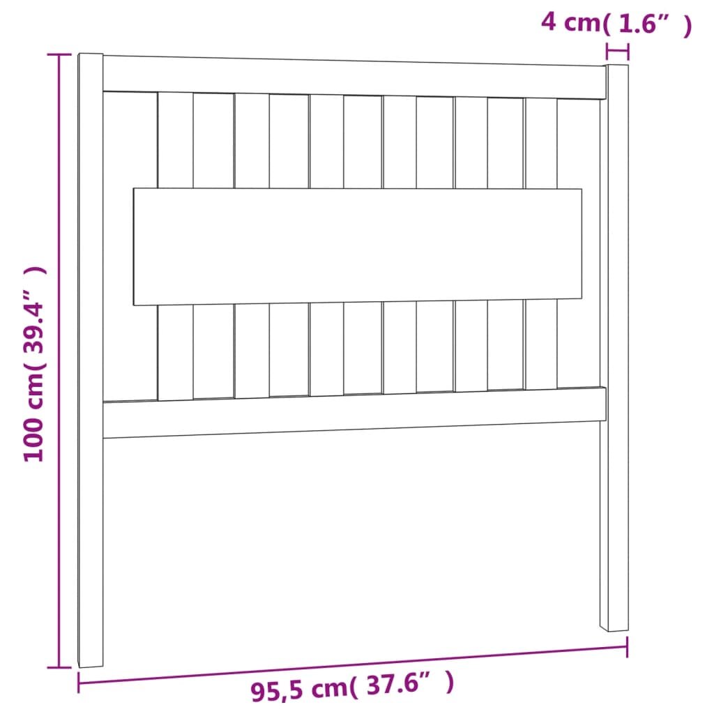 Lovos galvūgalis, pilkas, 95,5x4x100cm, pušies medienos masyvas kaina ir informacija | Lovos | pigu.lt