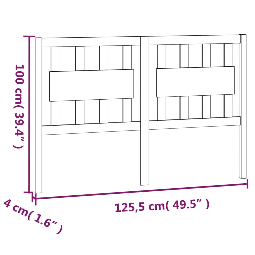 Lovos galvūgalis, pilkas, 125,5x4x100cm, pušies masyvas kaina ir informacija | Lovos | pigu.lt