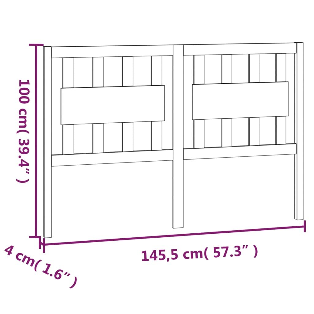 Lovos galvūgalis, baltas, 145,5x4x100cm, pušies masyvas kaina ir informacija | Lovos | pigu.lt