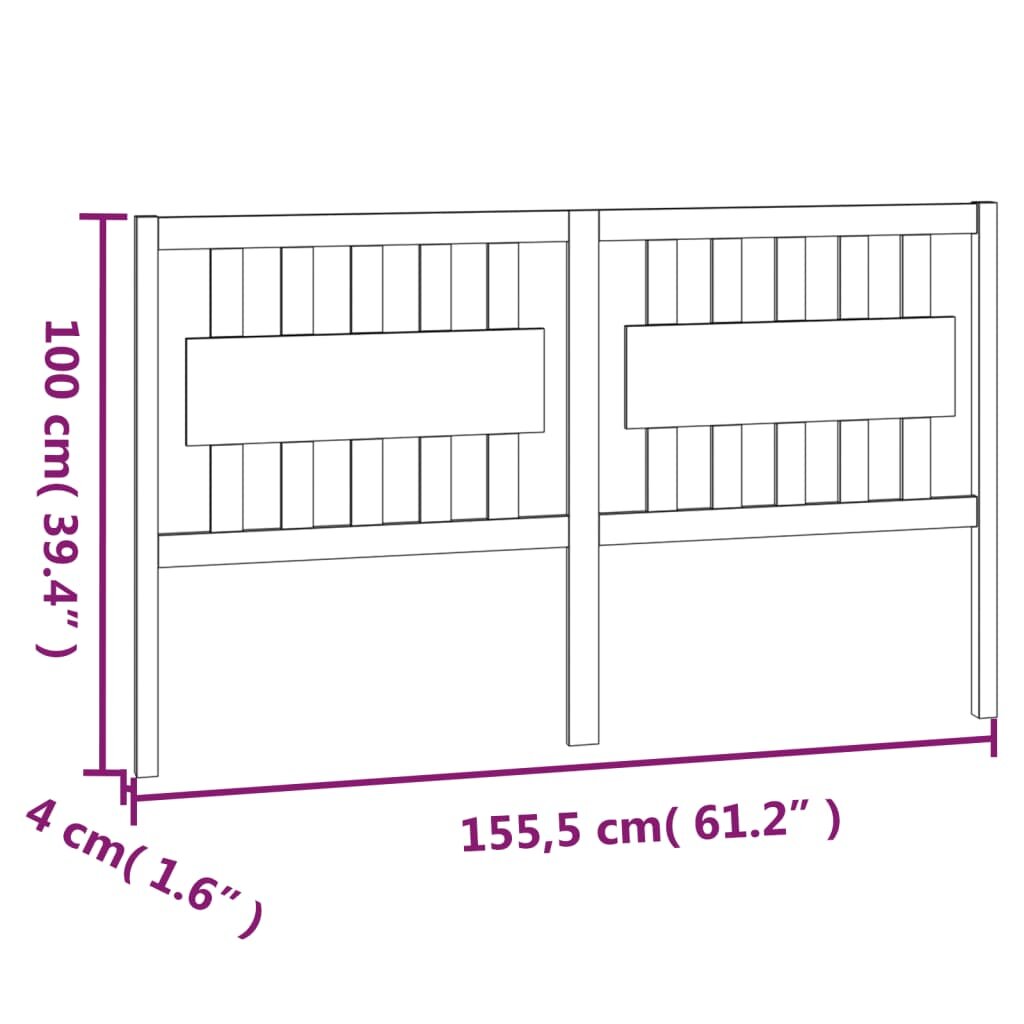 Lovos galvūgalis, medaus rudas, 155,5x4x100cm, pušies masyvas kaina ir informacija | Lovos | pigu.lt