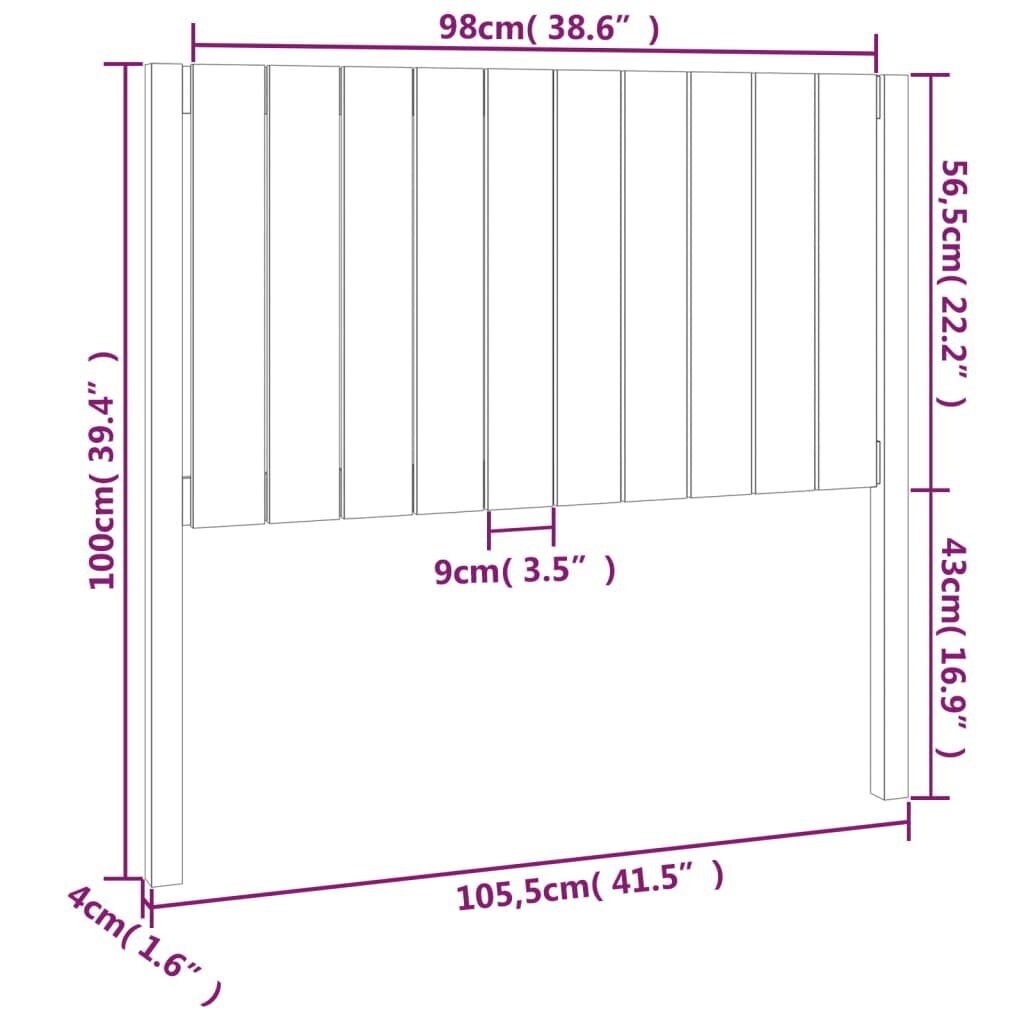 Lovos galvūgalis, Pušies medienos masyvas, 105,5x4x100cm цена и информация | Lovos | pigu.lt