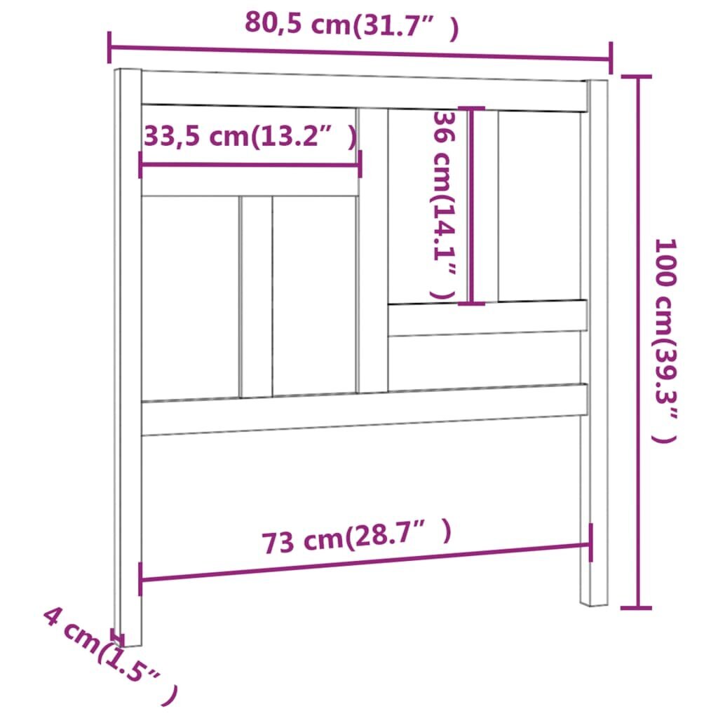 Lovos galvūgalis, 80,5x4x100 cm, baltas kaina ir informacija | Lovos | pigu.lt