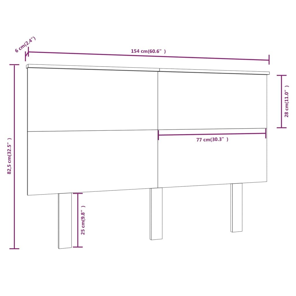 Lovos galvūgalis, 154x6x82,5cm, pušies medienos masyvas kaina ir informacija | Lovos | pigu.lt