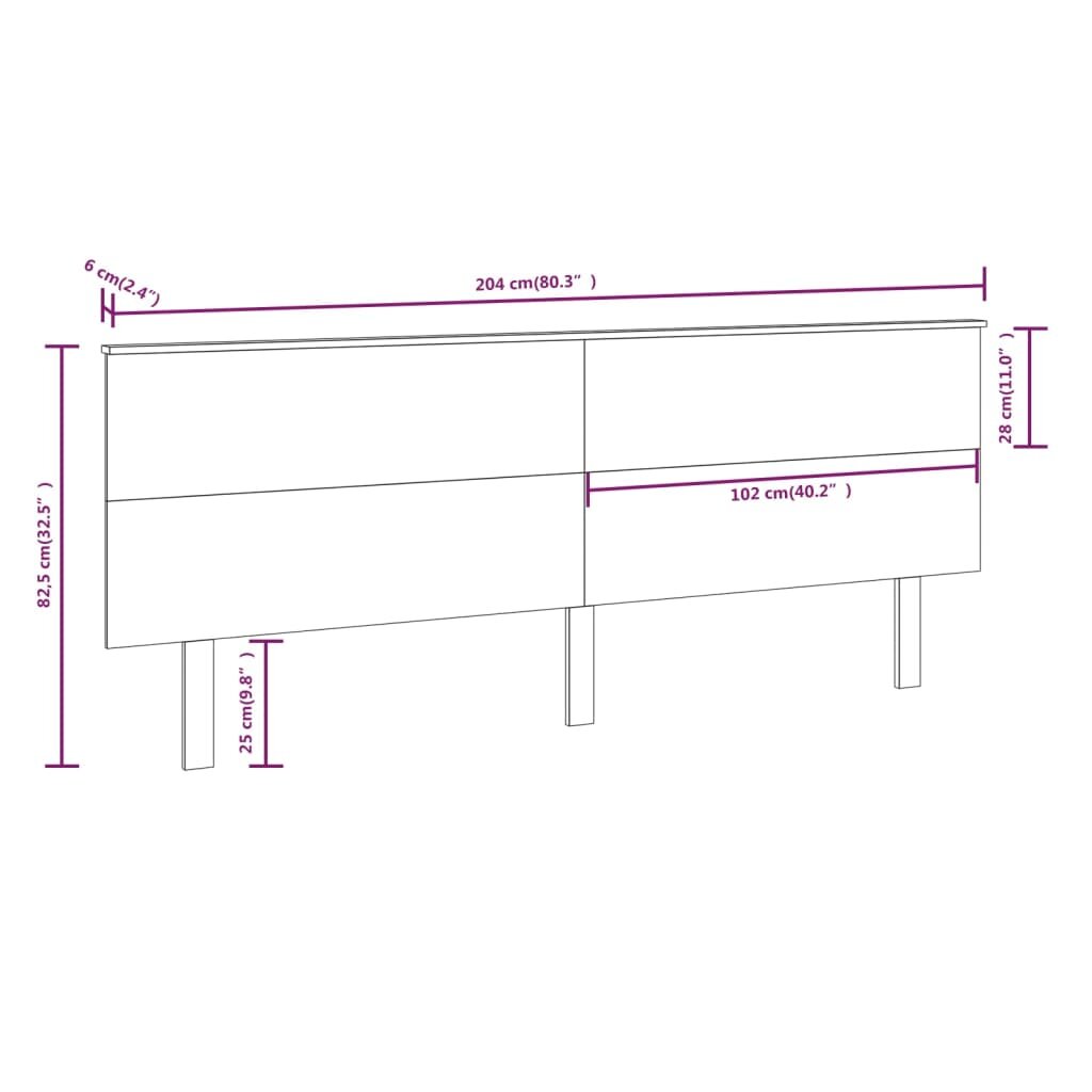 Lovos galvūgalis, 204x6x82,5cm, pušies medienos masyvas kaina ir informacija | Lovos | pigu.lt