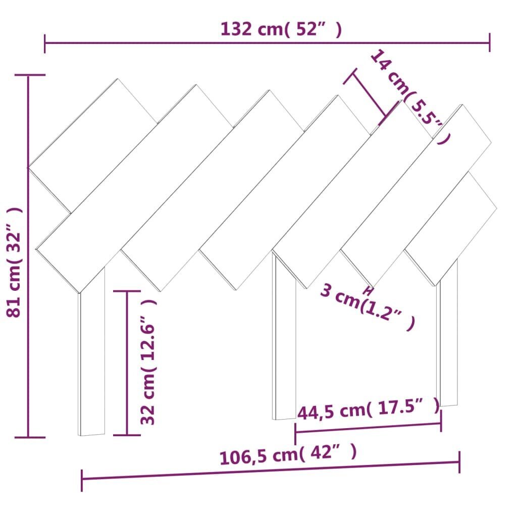 Lovos galvūgalis, Pušies medienos masyvas, 132x3x81cm kaina ir informacija | Lovos | pigu.lt