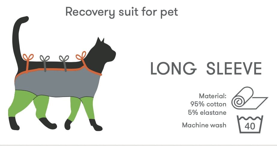Pooperacinis trikotažinis kostiumas katei ilgomis rankovėmis kaina ir informacija | Drabužiai šunims | pigu.lt