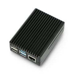 Dėklas skirtas Raspberry Pi 4B - su išpjovomis - aliuminis - juodas цена и информация | Электроника с открытым кодом | pigu.lt