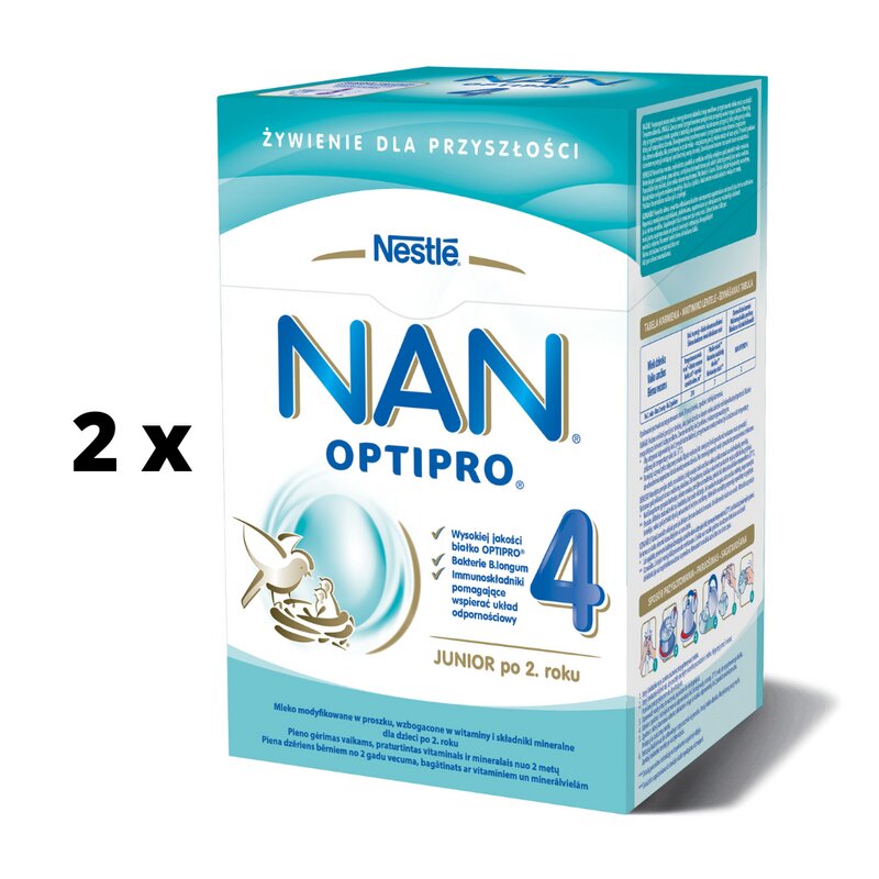 Pieno gerimas vaikams NAN OPTIPRO 4. Nuo 2 metu., 650 g x 2 vnt pakuotė kaina ir informacija | Tolesnio maitinimo mišiniai | pigu.lt