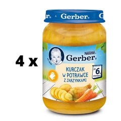 Vaikiška tyrelė Gerber su višta ir daržovėmis, 190g x 4 vnt kaina ir informacija | Tyrelės | pigu.lt