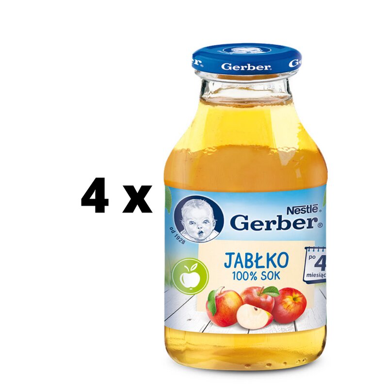 Vaikiškos sultys Gerber, obuolių skonio, 200ml x 4 vnt kaina ir informacija | Tyrelės | pigu.lt