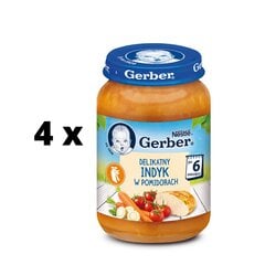 Детское пюре Gerber с индейкой, помидорами и овощами, 190 г x упаковка из 4 шт. цена и информация | Пюре | pigu.lt