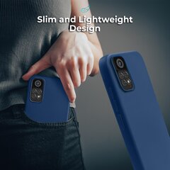 Силиконовый чехол с матовым покрытием и подкладкой из мягкой микрофибры Moozy Lifestyle для Xiaomi Redmi Note 11, Xiaomi Redmi Note 11S, полуночно-синий цена и информация | Чехлы для телефонов | pigu.lt