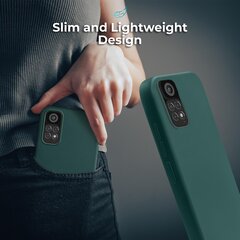 Силиконовый чехол с матовым покрытием и подкладкой из мягкой микрофибры Moozy Lifestyle для Xiaomi Redmi Note 11, Xiaomi Redmi Note 11S, темно-зеленый цена и информация | Чехлы для телефонов | pigu.lt