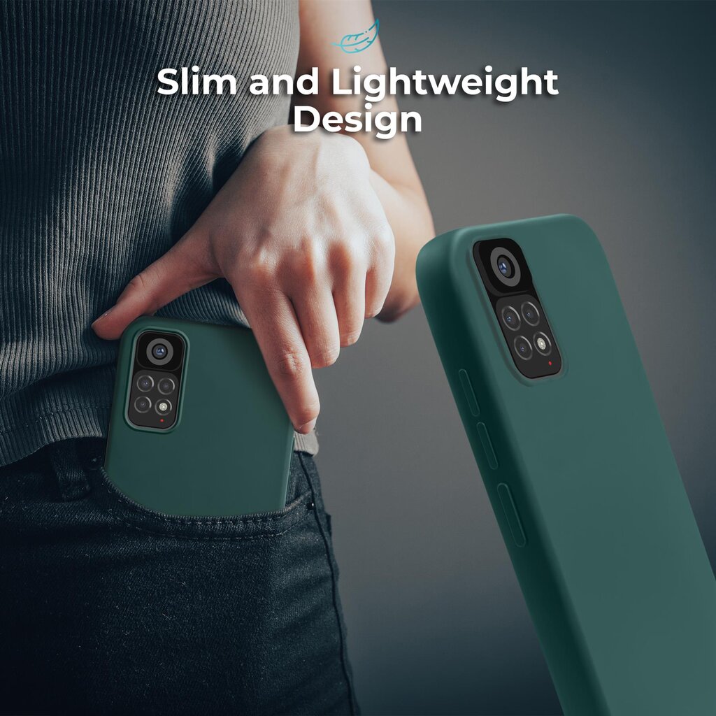 Moozy Lifestyle Dėklas Xiaomi Redmi Note 11, Xiaomi Redmi Note 11S - Silikono Dėklas su Matine Danga ir Minkštu Mikropluošto Pamušalu, Tamsiai Žalias цена и информация | Telefono dėklai | pigu.lt