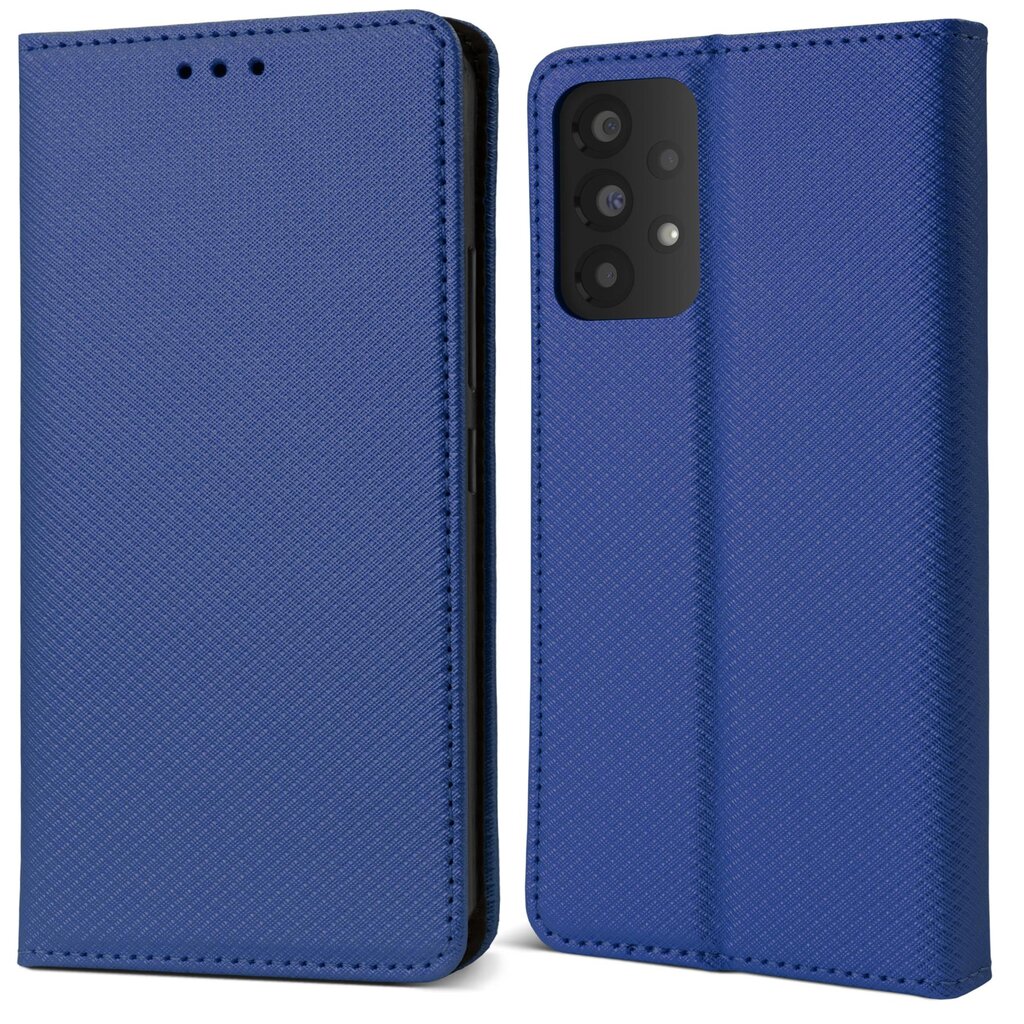 Moozy Atverčiamas Dėklas skirtas Samsung Galaxy A33 5G, Tamsiai Mėlynas - Magnetinis Atverčiamas Dėklas su Kortelių Laikikliu ir Stovu kaina ir informacija | Telefono dėklai | pigu.lt