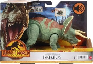 MATTEL JURASSIC WORLD Triceratops Wild Roar HDX34 kaina ir informacija | Žaislai berniukams | pigu.lt