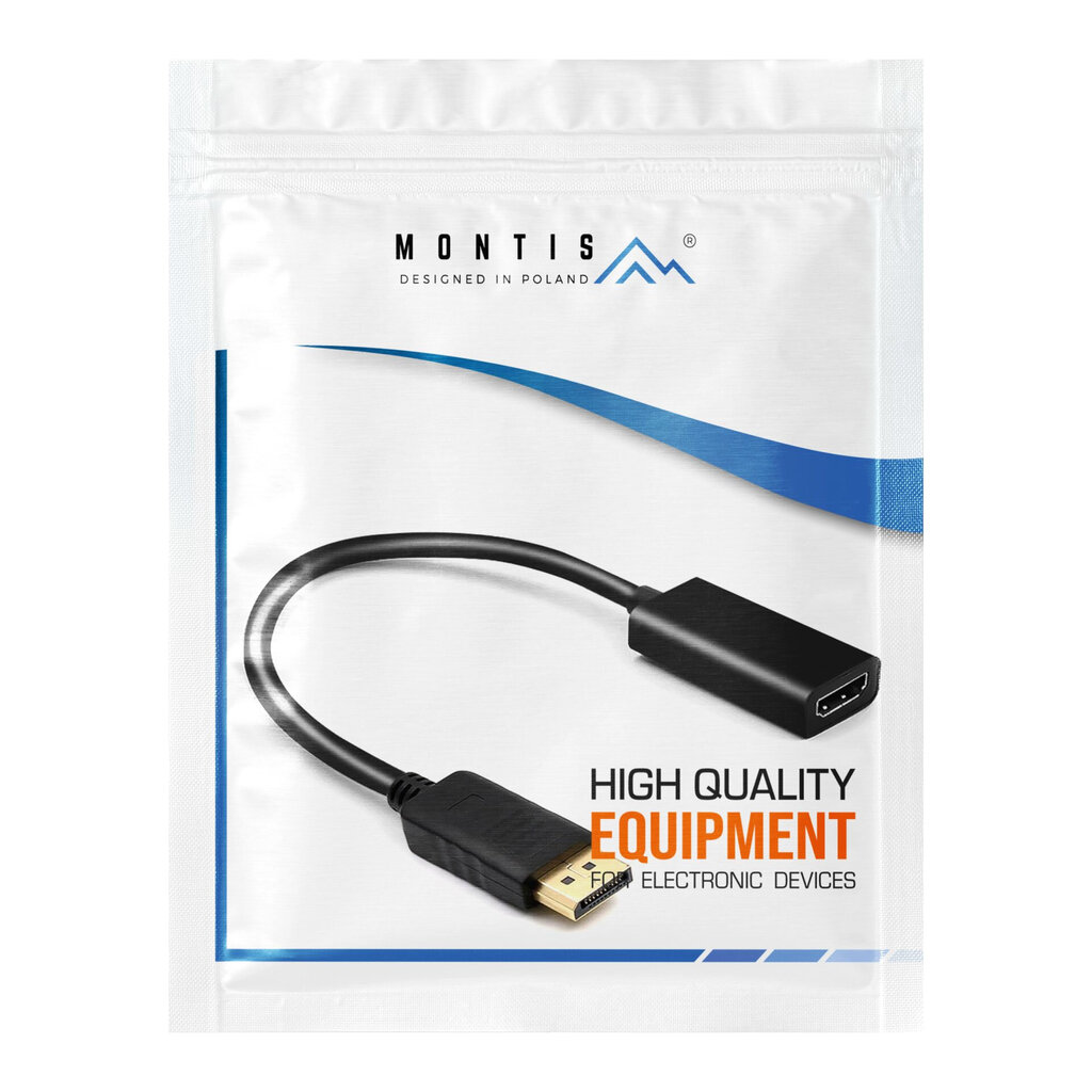 Montis DisplayPort v1.4 – HDMI v2.0 MT068 0.2 m kaina ir informacija | Adapteriai, USB šakotuvai | pigu.lt