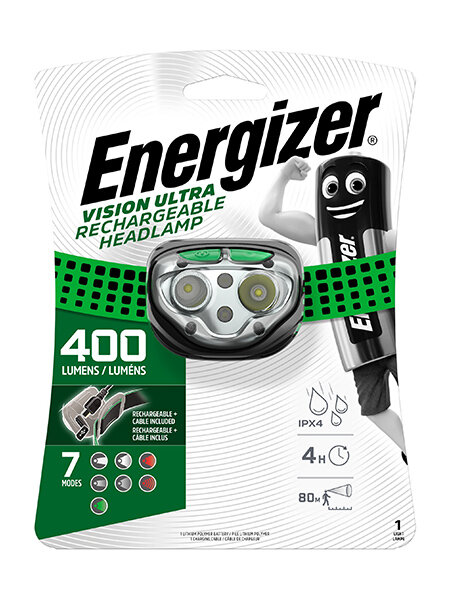 Energizer 400lm įkraunamas galvos žibintuvėlis Vision Ultra цена и информация | Žibintuvėliai, prožektoriai | pigu.lt