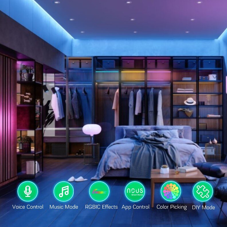 Skaitmeninės LED juostos komplektas su Wi-Fi valdikliu ir maitinimo šaltiniu Nous Smart Life kaina ir informacija | LED juostos | pigu.lt