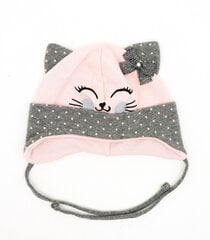 Детская шапка 344010, светло-розовая/серая, 344010*05-40/42 цена и информация | Шапки, перчатки, шарфы для девочек | pigu.lt