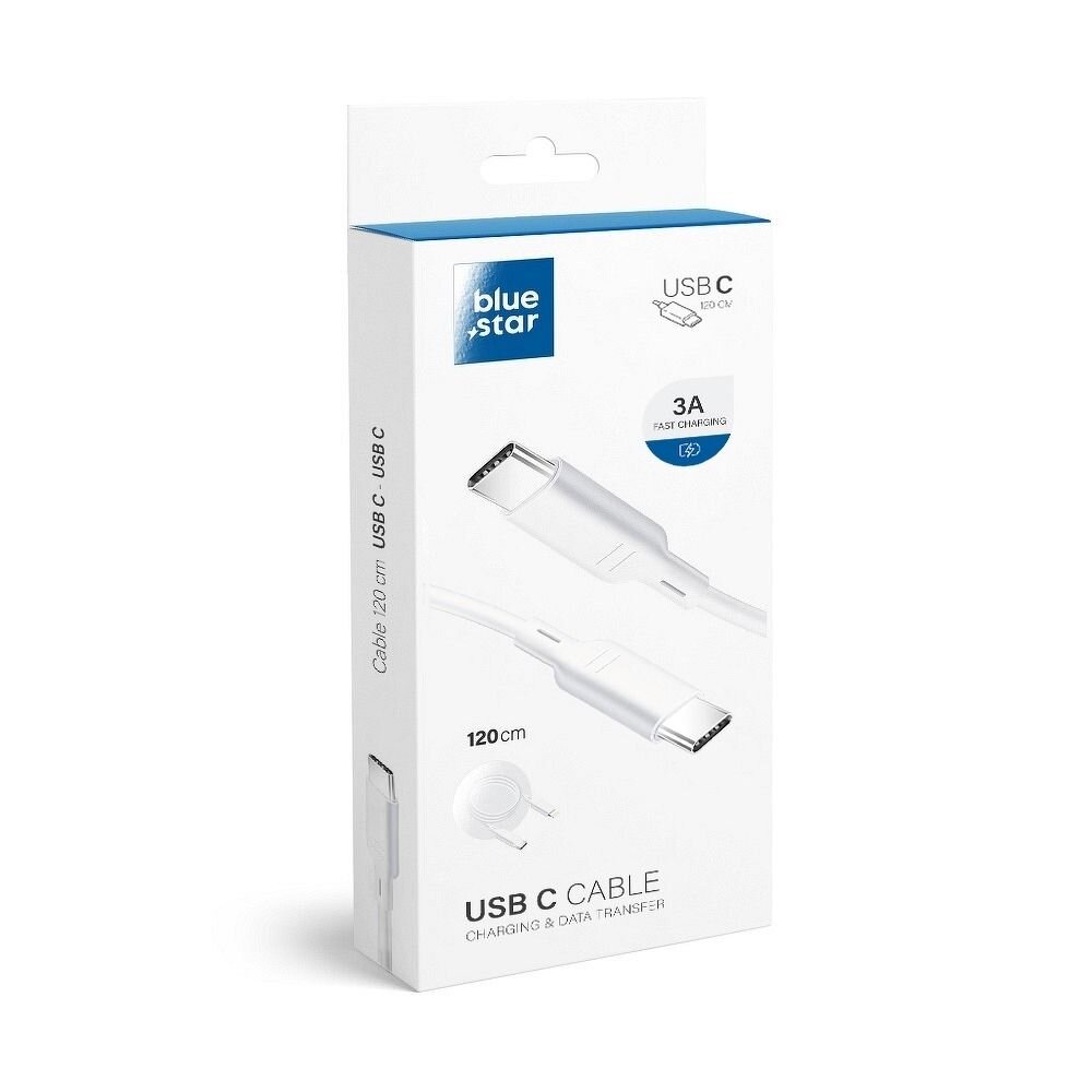 Blue Star duomenų kabelis / laidas – greitas įkrovimas iš USB C į USB C 3A (Standartinis PD). цена и информация | Laidai telefonams | pigu.lt