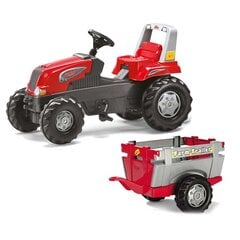 Minamas traktorius Rolly Toys su priekaba, raudonas kaina ir informacija | Žaislai berniukams | pigu.lt
