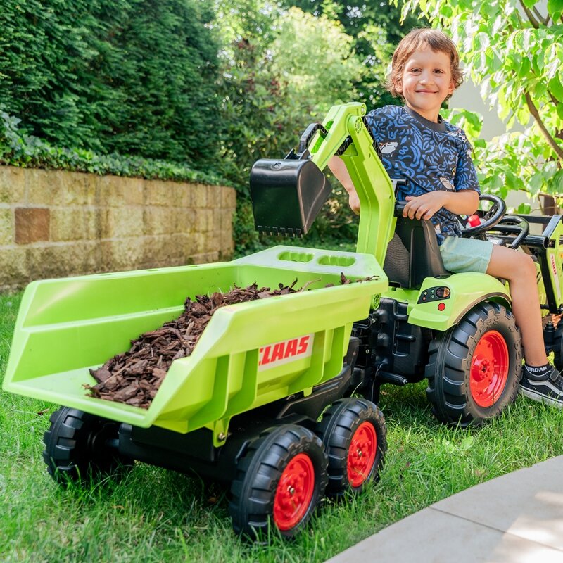 Pedalais minamas traktorius su priekaba claas avec, žalias kaina ir informacija | Žaislai berniukams | pigu.lt