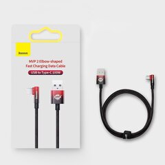 Baseus MVP 2 Elbow-shaped Fast Charging Data Cable USB to Type-C 100 Вт 1 м Black+Red цена и информация | Кабели для телефонов | pigu.lt